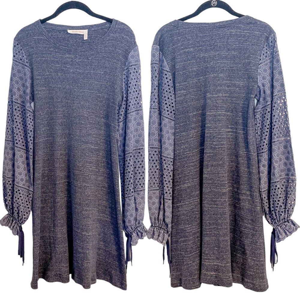 See By Chloe Ribbed Knit Mini Dress Crochet Sleeve L - Picture 5 of 8